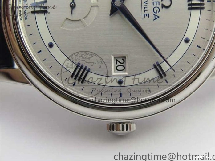 0312 Timeless De Ville Prestige Real PR SS ZF 1:1 Best Edition Gray Dial Blue Markers on Blue Leather Strap MIYOTA 7936
